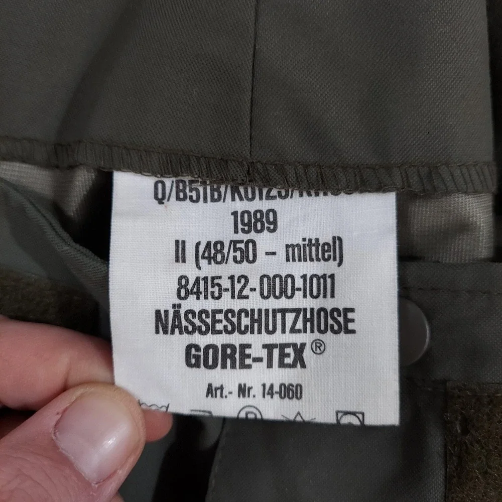 Vintage Gore-Tex Pants Mens 38x28 Green Rain‎ Bib Waterproof Military 1989